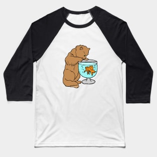 Cat Playing with Goldfish Baseball T-Shirt